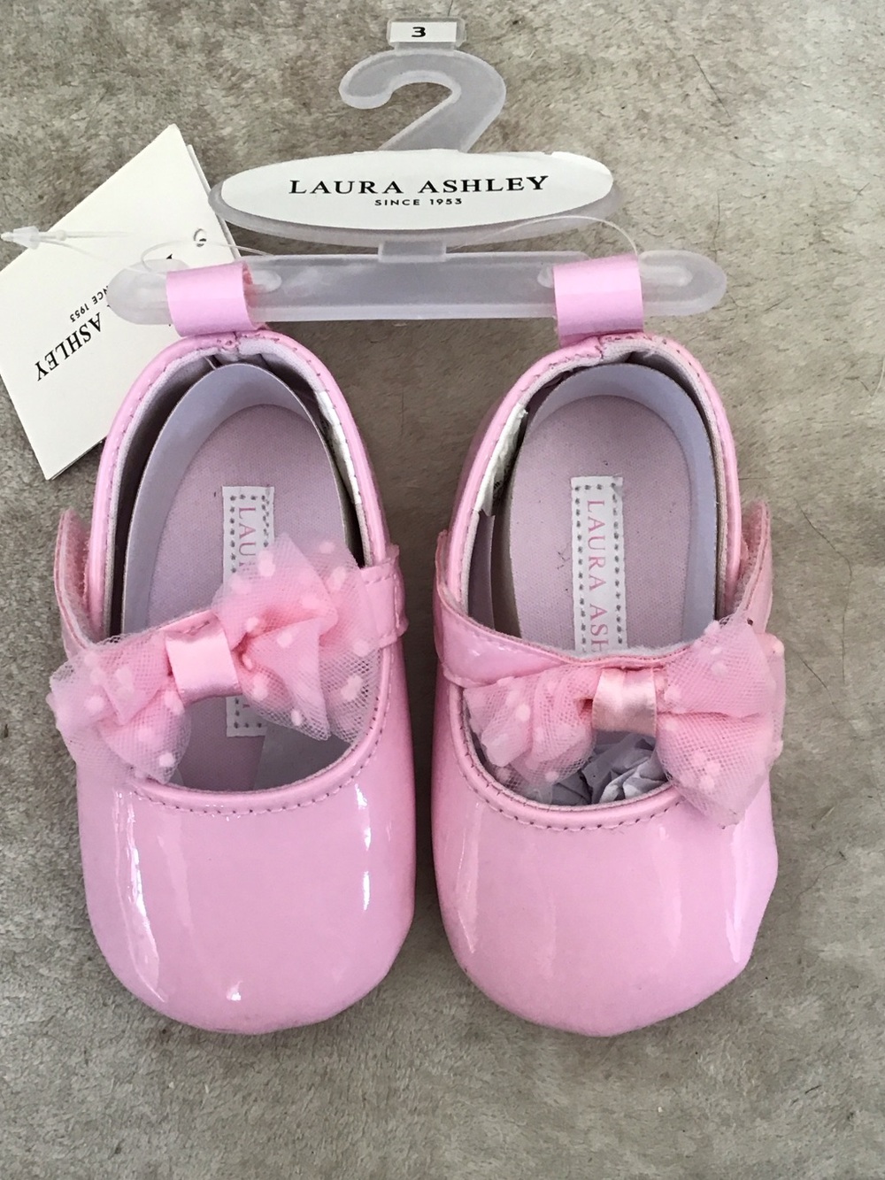 Laura Ashley Pink Patent Mary Jane Baby Shoes with Tulle Bow